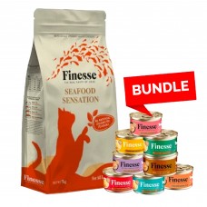 Finesse Bundle: Seafood Sensation (Fish & Poultry) Dry Food 7kg with 1 Carton Canned Food, FS-0960 (promo), cat Wet Food, Finesse, cat Food, catsmart, Food, Wet Food